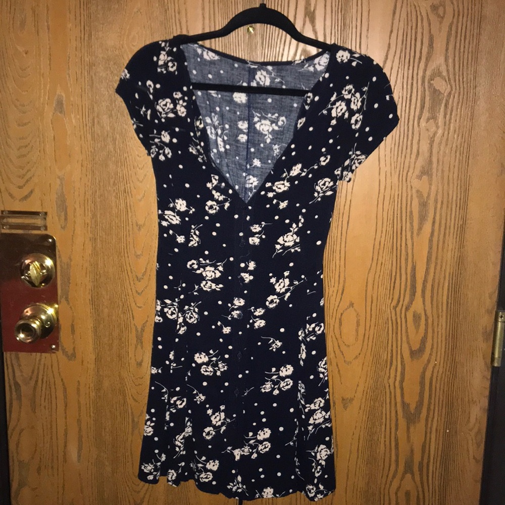 small button up floral black sun dress